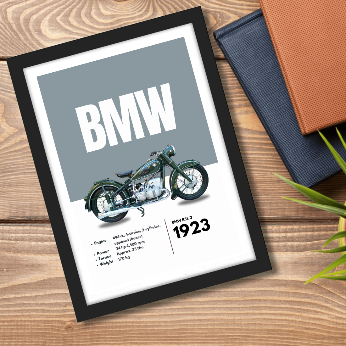 BMW R51/3 Superbikes Bikes Artwork Poster| Frame |Canvas | Vintage | Classic | Sports