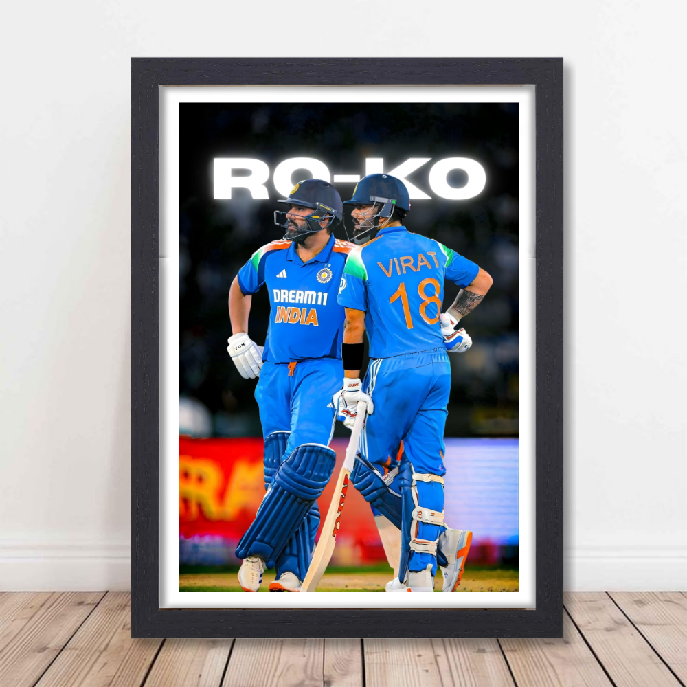 Cricketer Rohit Sharma Virat kohli Poster Cricket Players Motivational Poster, Players Photo posters For wall decor, room decoration home bedroom living room Hostel Photos Frame | Frames | Framed Photo