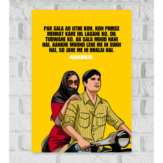 Raanjhana Movie Dhanush Artwork Bollywood | Poster | Frame | Canvas