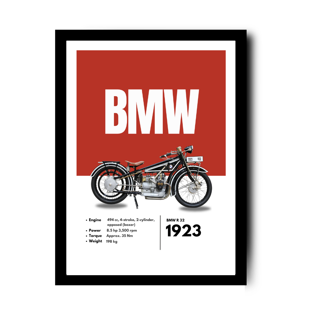 BMW R32 Superbikes Bikes Artwork Poster| Frame |Canvas | Vintage | Classic | Sports