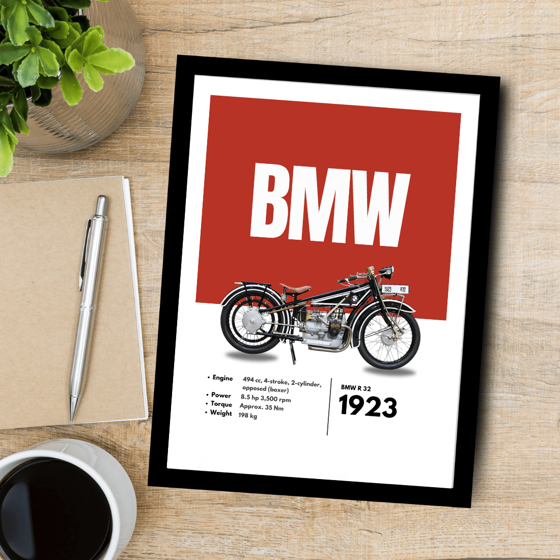 BMW R32 Superbikes Bikes Artwork Poster| Frame |Canvas | Vintage | Classic | Sports