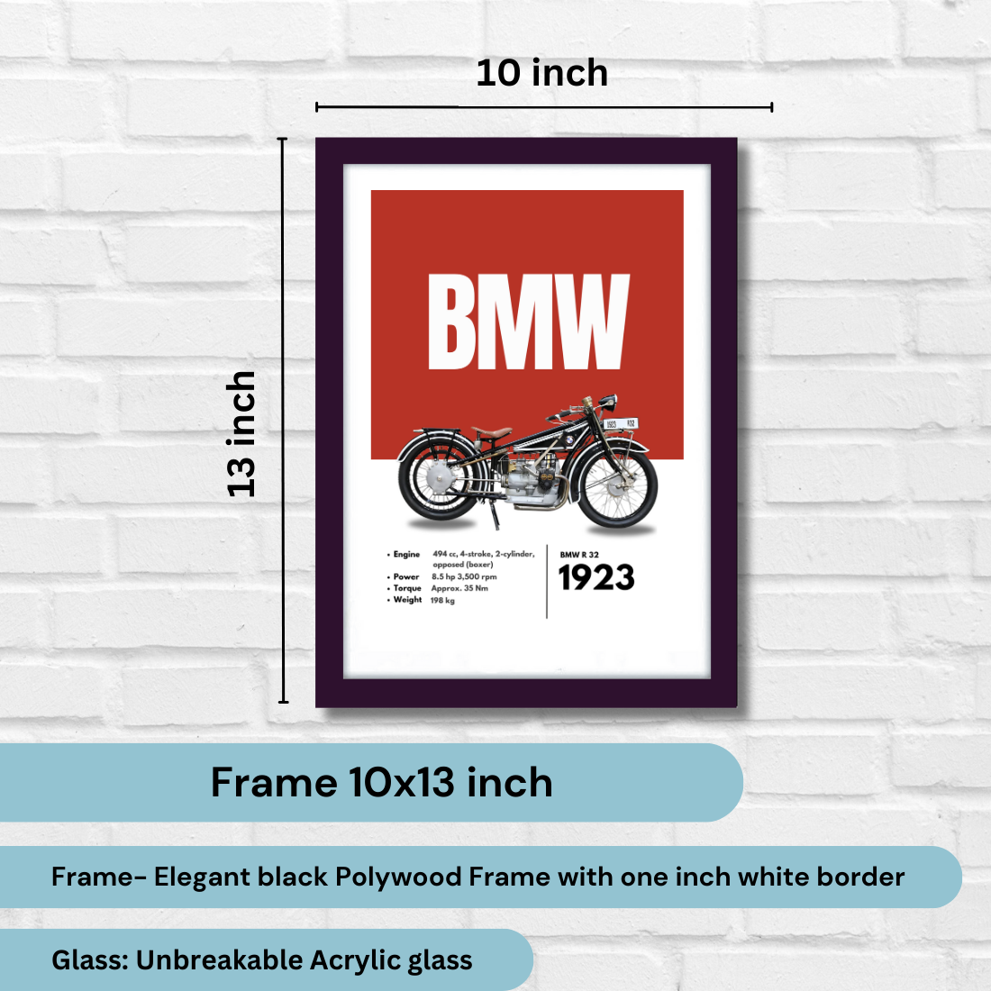 BMW R32 Superbikes Bikes Artwork Poster| Frame |Canvas | Vintage | Classic | Sports