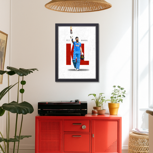 Cricketer Kl Rahul Poster Cricket Players Motivational Poster, Players Photo posters For wall decor, room decoration home bedroom living room Paintings Hostel Frame | Frames | Framed