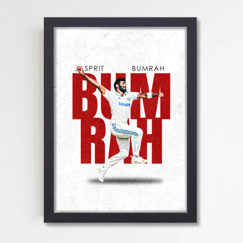 Cricketer Jasprit Bumrah Poster Cricket Players Motivational Poster, Players Photo posters For wall decor, room decoration home bedroom living room Paintings Hostel Frame | Frames | Framed