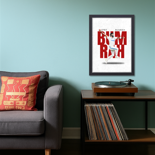 Cricketer Jasprit Bumrah Poster Cricket Players Motivational Poster, Players Photo posters For wall decor, room decoration home bedroom living room Paintings Hostel Frame | Frames | Framed