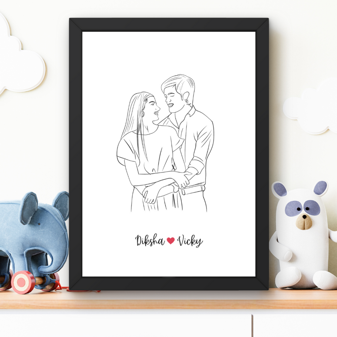 Customized  Line Art Photo Frame poster Personalized Gift For Birthday Anniversary