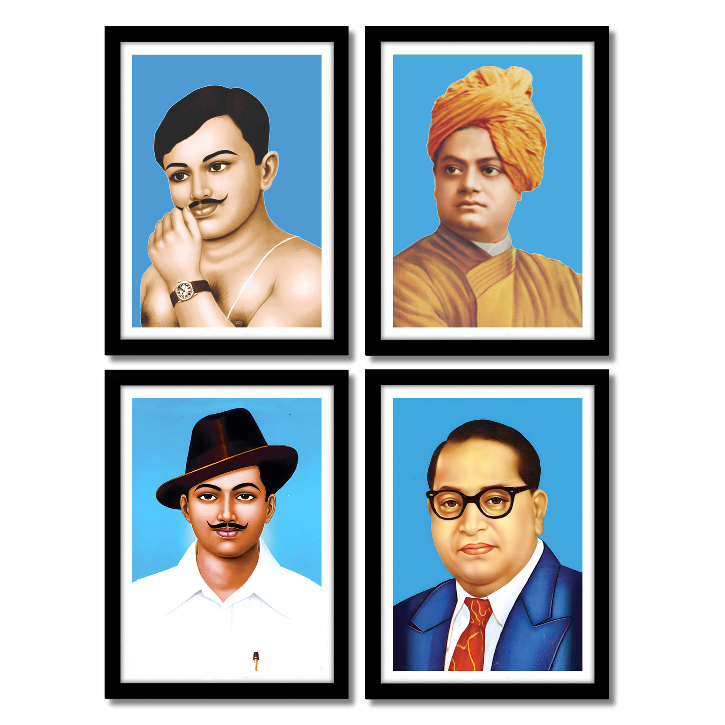 Good Hope (Set Of 4) Bhagat Singh, Azad, Vivekanand, Ambedkar Artwork