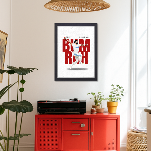 Cricketer Jasprit Bumrah Poster Cricket Players Motivational Poster, Players Photo posters For wall decor, room decoration home bedroom living room Paintings Hostel Frame | Frames | Framed