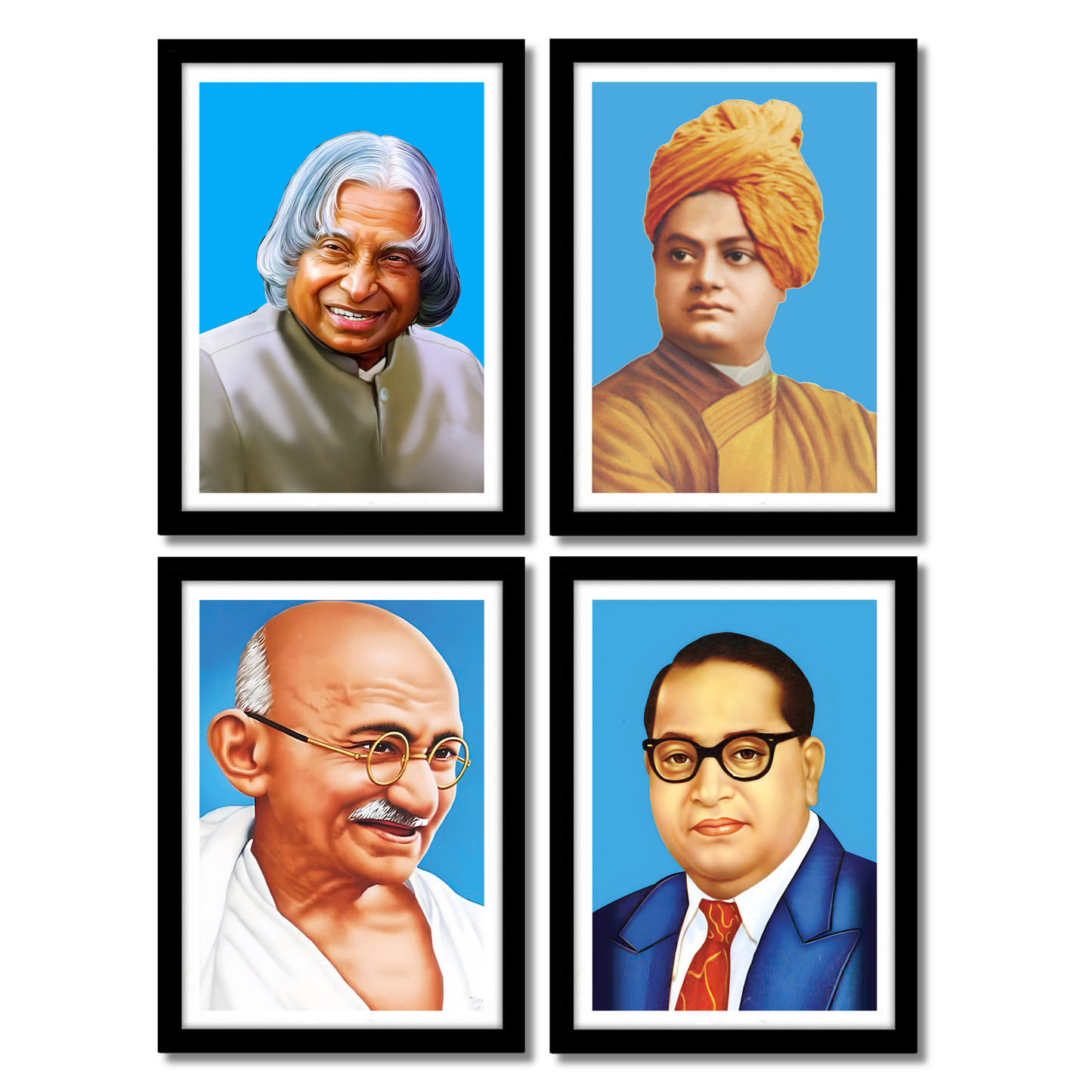 Good Hope (Set Of 4) Abdul Kalam, Gandhi, Vivekanand, Ambedkar Artwork