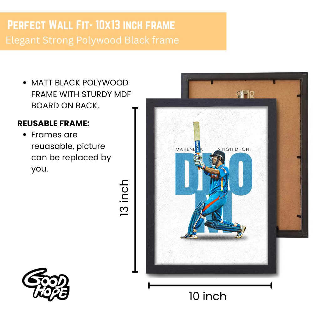 Cricketer Ms Dhoni Poster Cricket Players Motivational Poster, Players Photo posters For wall decor, room decoration home bedroom living room Paintings Hostel Frame | Frames | Framed