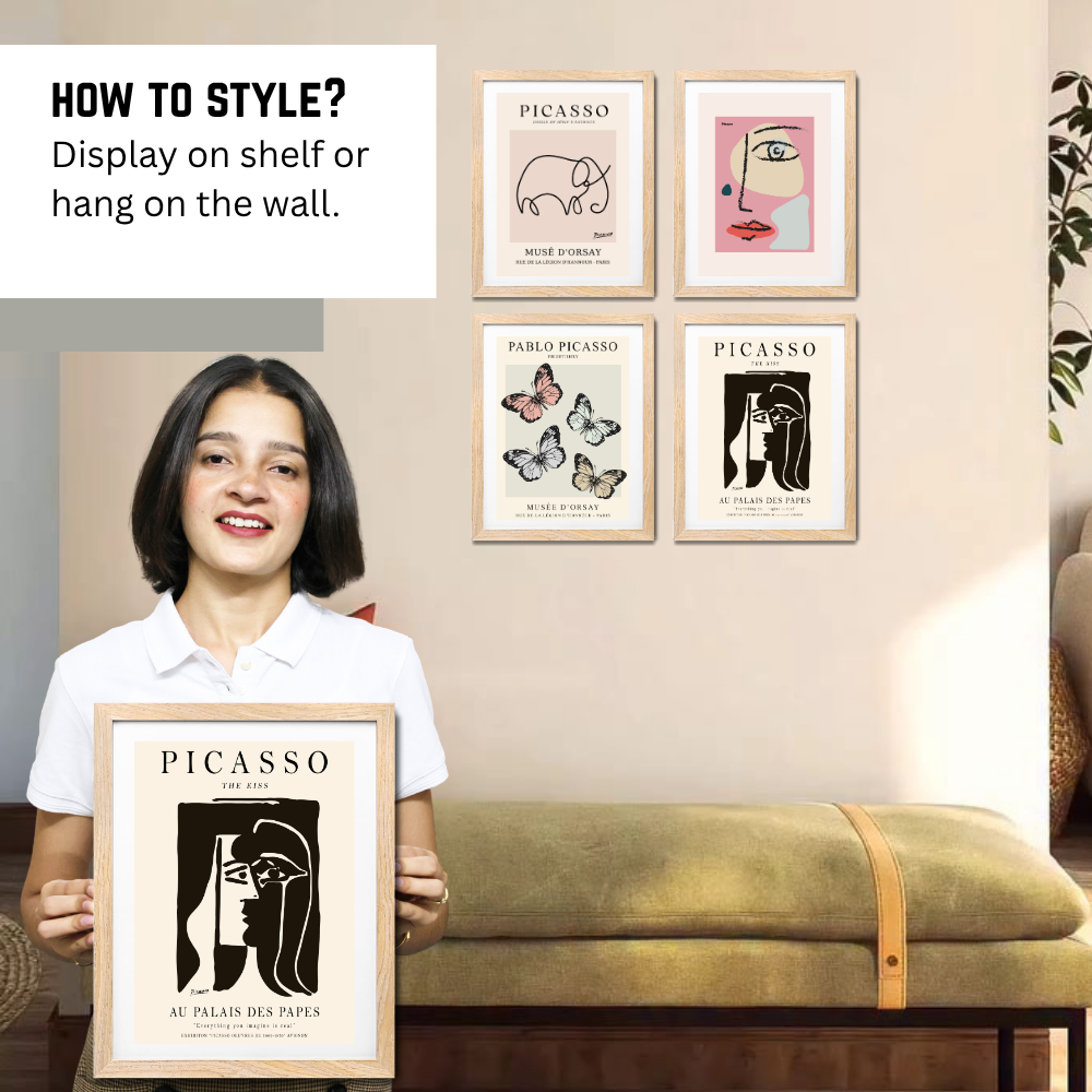 Set of 4 Picasso Wall Art Paintings Frame 10x13 Inch for Home Decoration, Living Room, Bedroom, Kitchen, and Office Wall Decoration Classic Aesthetic