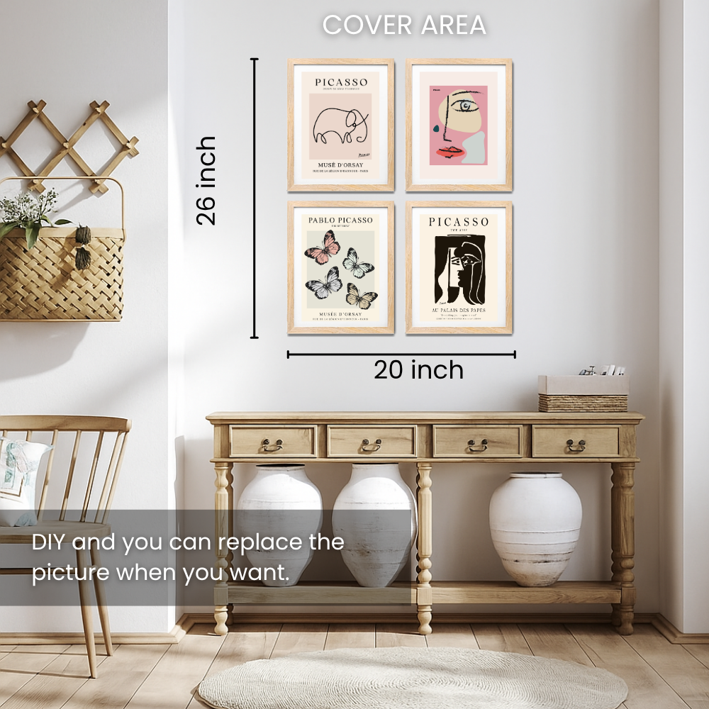 Set of 4 Picasso Wall Art Paintings Frame 10x13 Inch for Home Decoration, Living Room, Bedroom, Kitchen, and Office Wall Decoration Classic Aesthetic