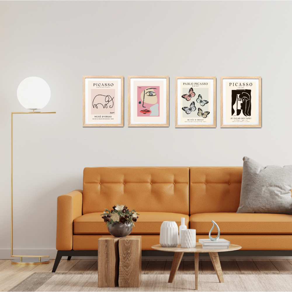 Set of 4 Picasso Wall Art Paintings Frame 10x13 Inch for Home Decoration, Living Room, Bedroom, Kitchen, and Office Wall Decoration Classic Aesthetic