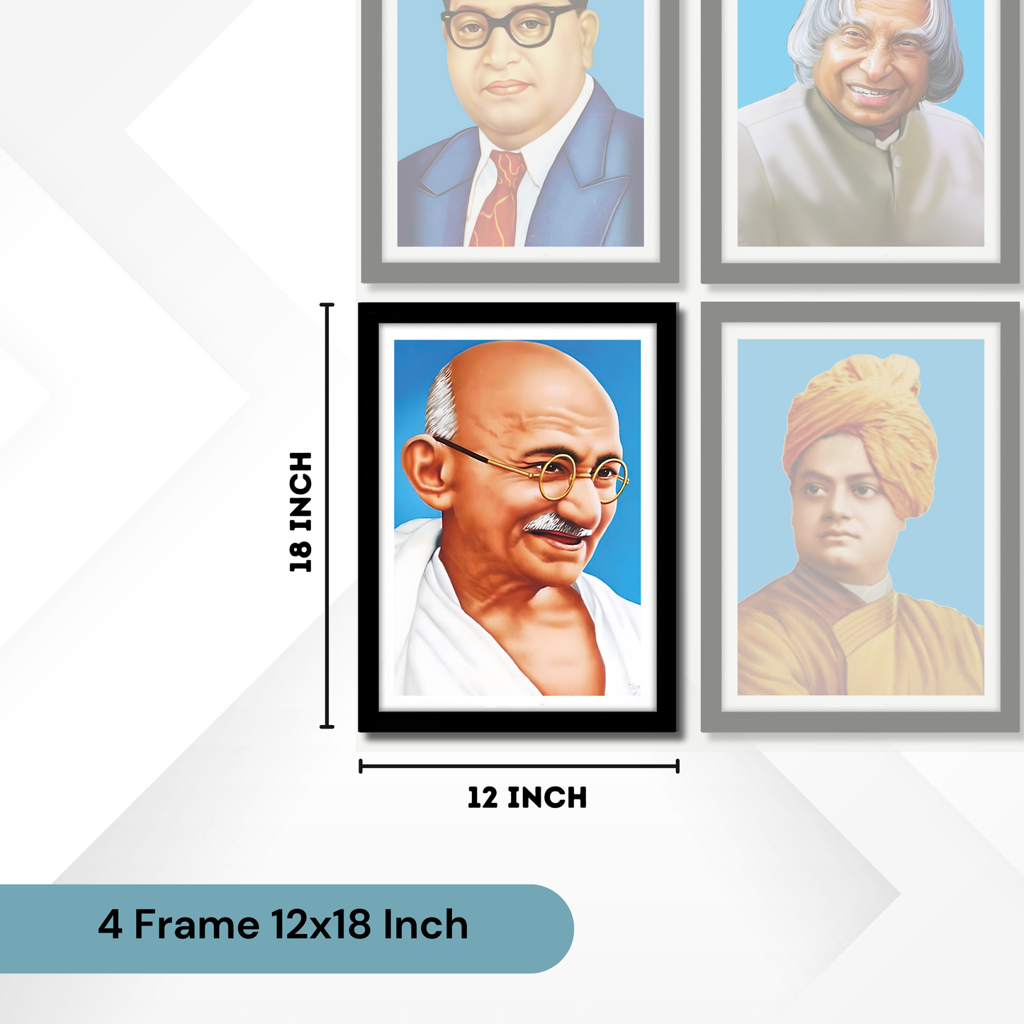 Good Hope (Set Of 4) Abdul Kalam, Gandhi, Vivekanand, Ambedkar Artwork