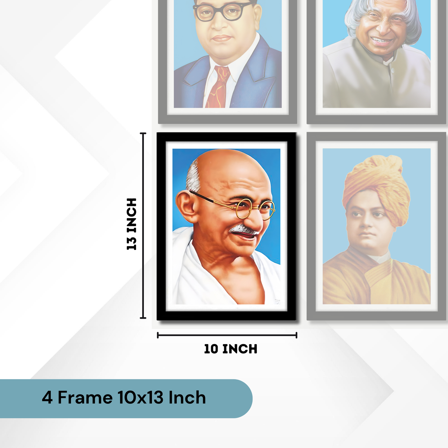 Good Hope (Set Of 4) Abdul Kalam, Gandhi, Vivekanand, Ambedkar Artwork