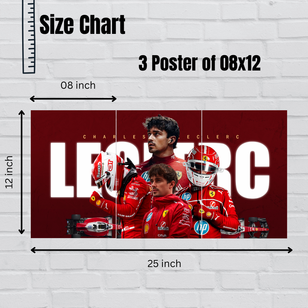 Charles lecrec Split Poster Poster –Set of 3 Split Poster – Formula 1 Racing Decor for Bedroom, Living Room, Office – Gift for Motorsport Fans