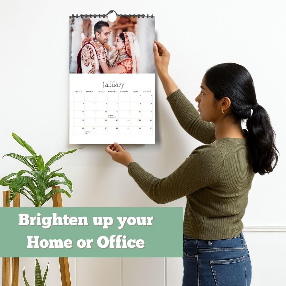 Wall Calendar 2026 with From January to December with 12 Personalized I Customized Photographs