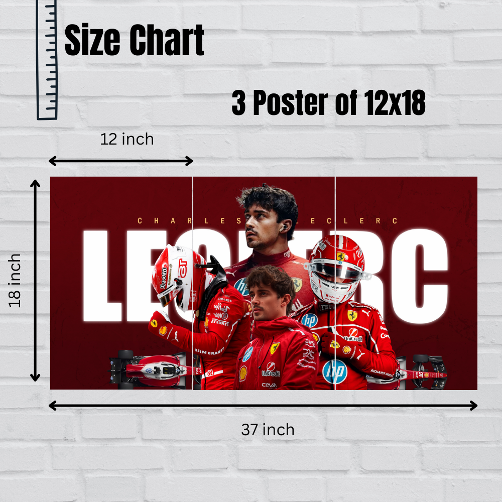Charles lecrec Split Poster Poster –Set of 3 Split Poster – Formula 1 Racing Decor for Bedroom, Living Room, Office – Gift for Motorsport Fans