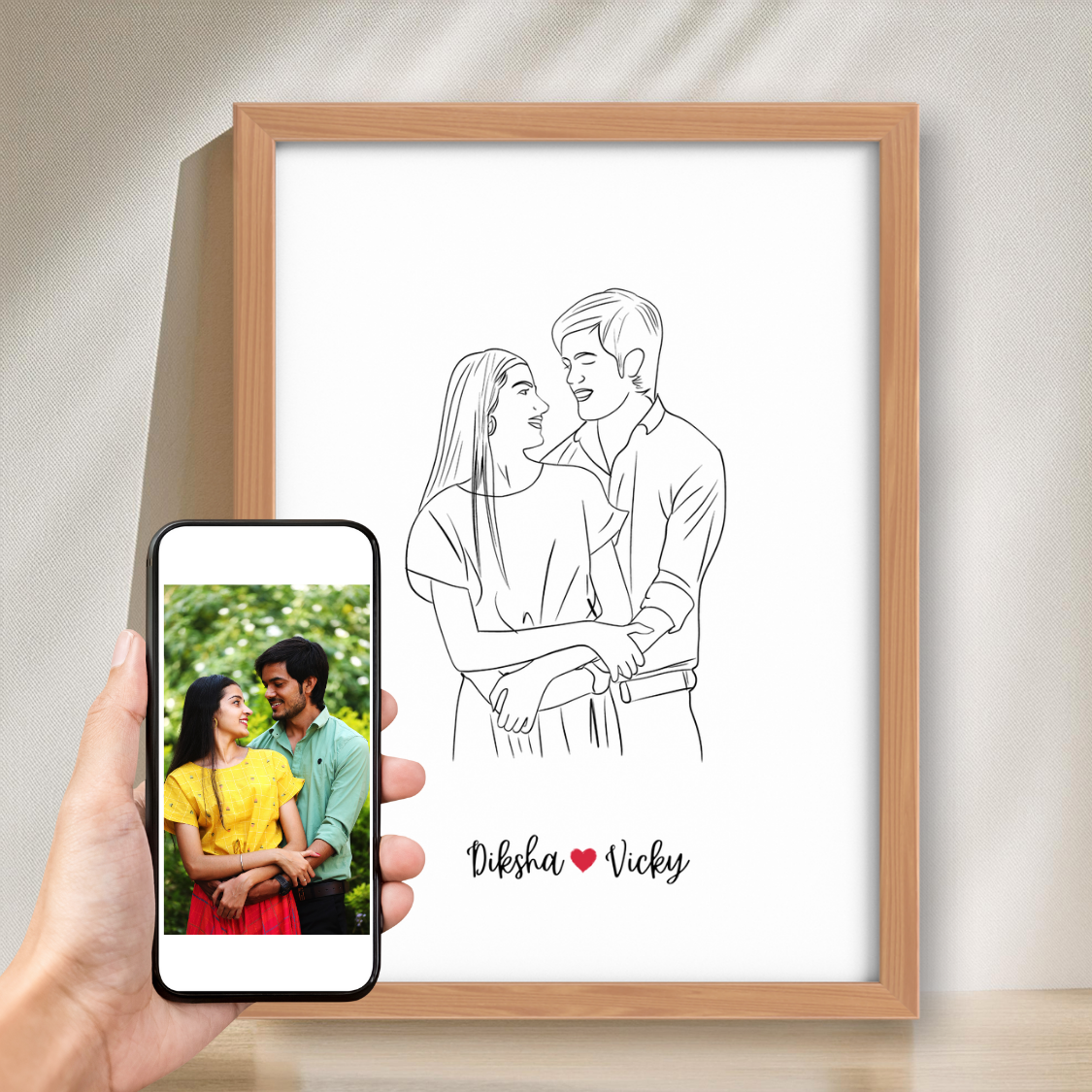 Customized  Line Art Photo Frame poster Personalized Gift For Birthday Anniversary