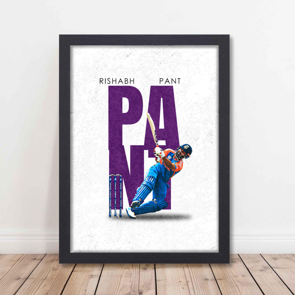 Cricketer Rishabh Pant Poster Cricket Players Motivational Poster, Players Photo posters For wall decor, room decoration home bedroom living room Paintings Hostel Frame | Frames | Framed
