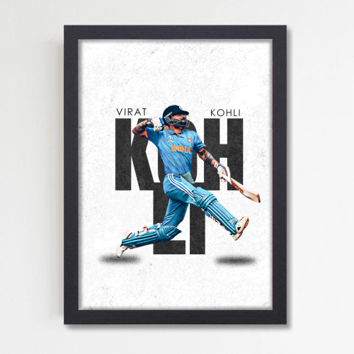 Cricketer Virat Kohli Poster Cricket Players Motivational Poster, Players Photo posters For wall decor, room decoration home bedroom living room Paintings Hostel Frame | Frames | Framed