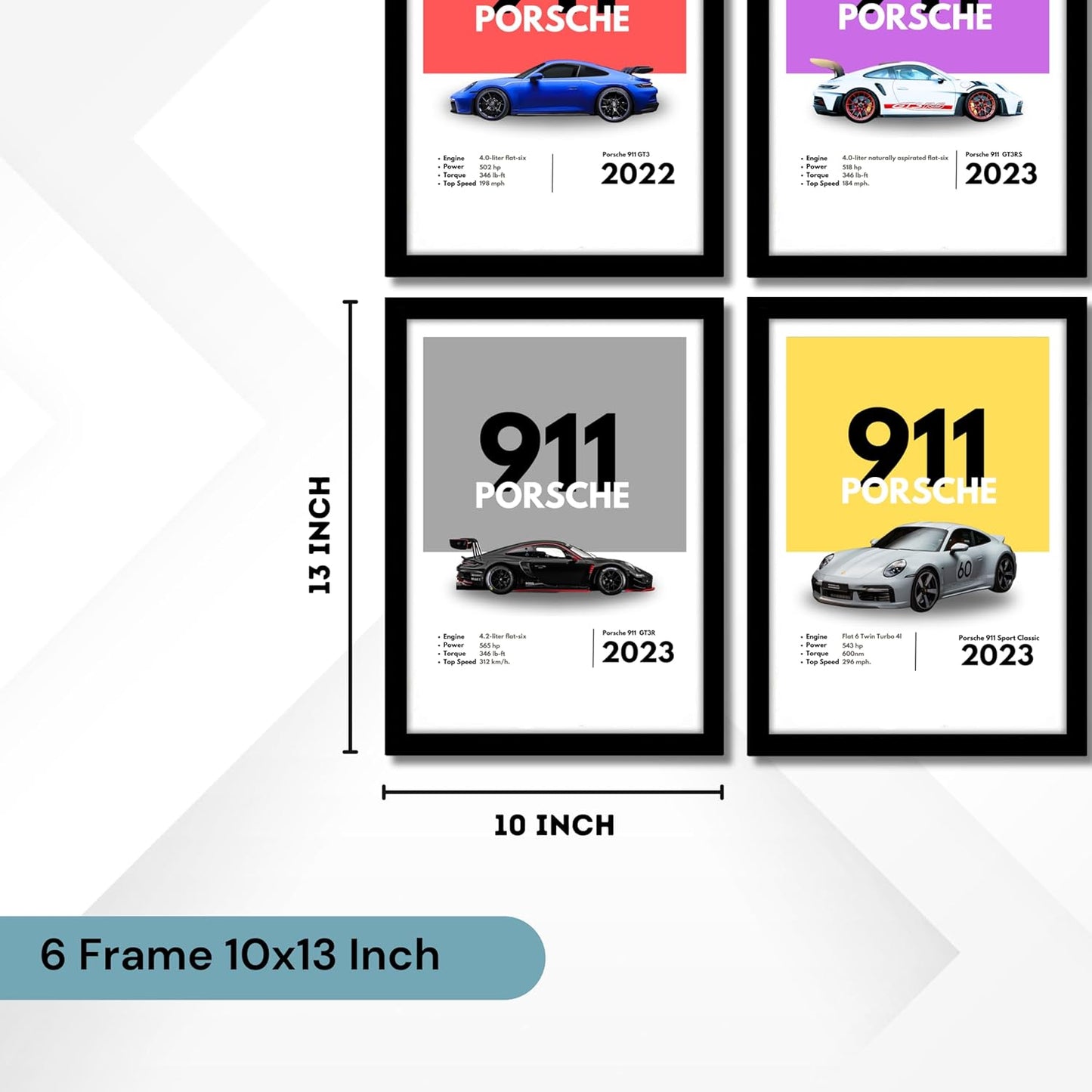 Good Hope Porsche 911 Supercars (Set Of 6) Artwork