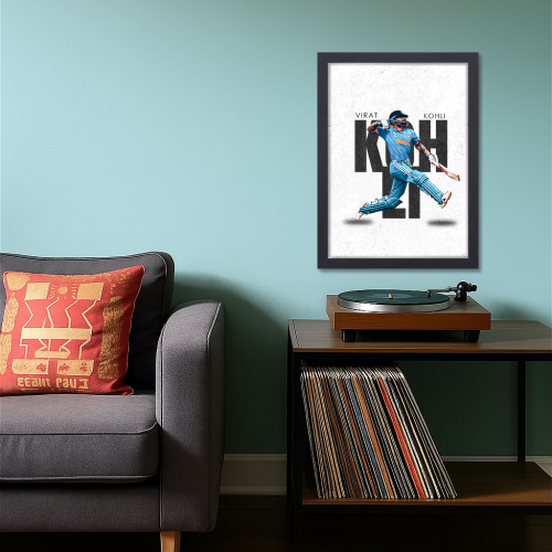 Cricketer Virat Kohli Poster Cricket Players Motivational Poster, Players Photo posters For wall decor, room decoration home bedroom living room Paintings Hostel Frame | Frames | Framed