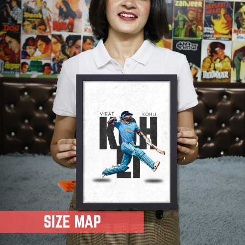 Cricketer Virat Kohli Poster Cricket Players Motivational Poster, Players Photo posters For wall decor, room decoration home bedroom living room Paintings Hostel Frame | Frames | Framed