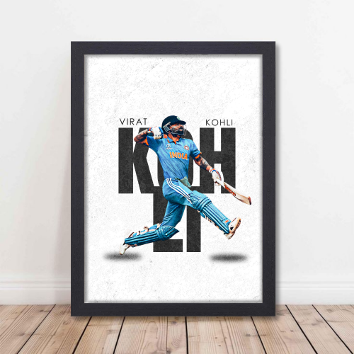 Cricketer Virat Kohli Poster Cricket Players Motivational Poster, Players Photo posters For wall decor, room decoration home bedroom living room Paintings Hostel Frame | Frames | Framed
