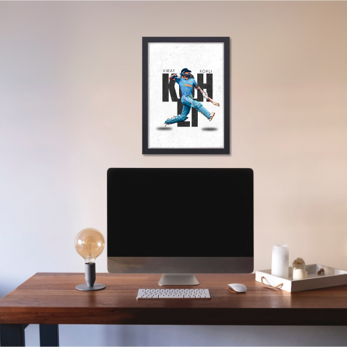 Cricketer Virat Kohli Poster Cricket Players Motivational Poster, Players Photo posters For wall decor, room decoration home bedroom living room Paintings Hostel Frame | Frames | Framed