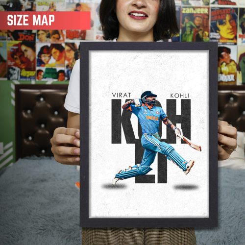 Cricketer Virat Kohli Poster Cricket Players Motivational Poster, Players Photo posters For wall decor, room decoration home bedroom living room Paintings Hostel Frame | Frames | Framed