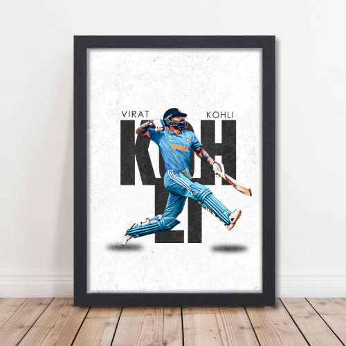 Cricketer Virat Kohli Poster Cricket Players Motivational Poster, Players Photo posters For wall decor, room decoration home bedroom living room Paintings Hostel Frame | Frames | Framed