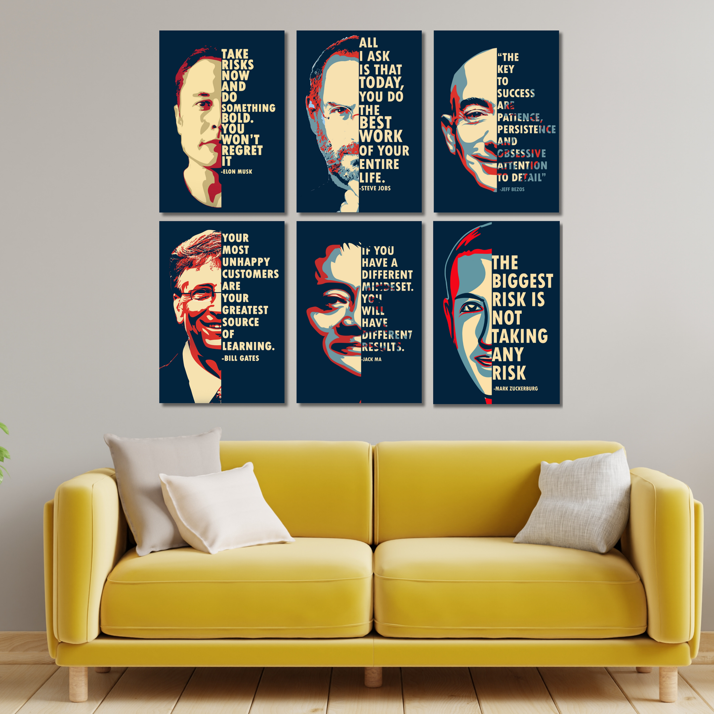 Billionaire Legend's (Set Of 6) Motivational Quote Artwork