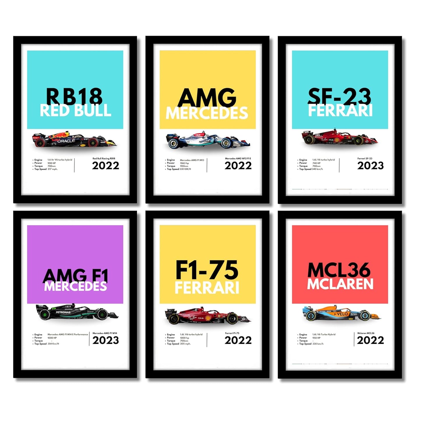 Good Hope Formula 1 Supercars (Set Of 6) Artwork