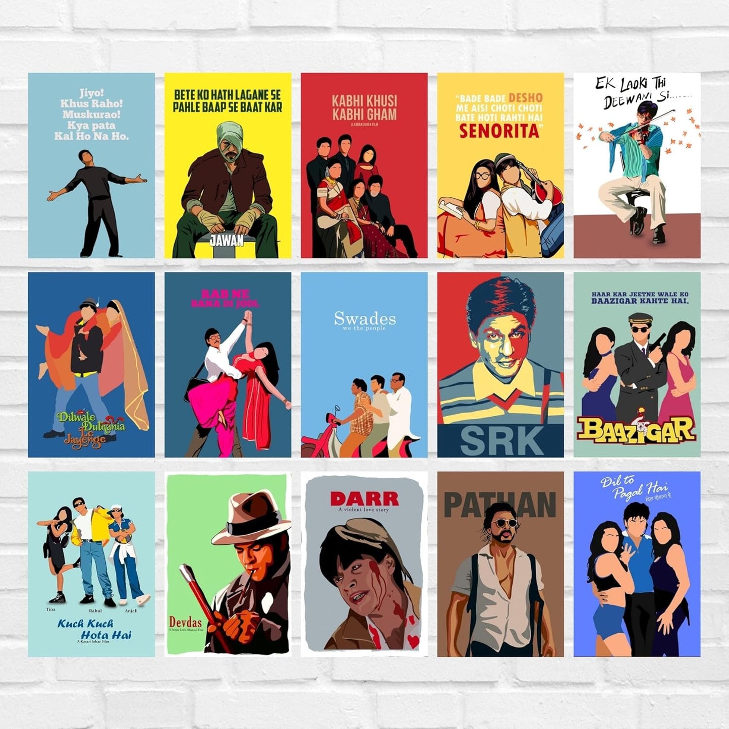 GOOD HOPE Shahrukh Khan Movies Posters (Set of 15) Fan Artwork