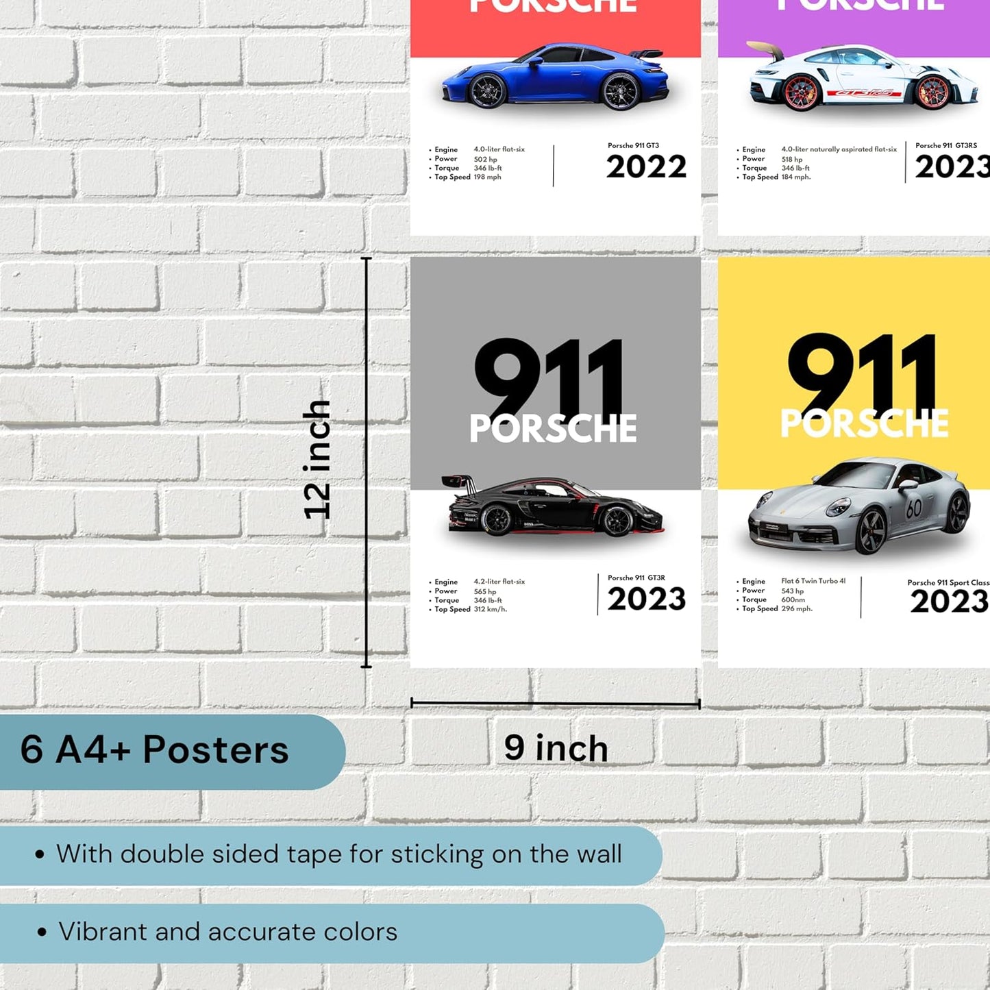 Good Hope Porsche 911 Supercars (Set Of 6) Artwork