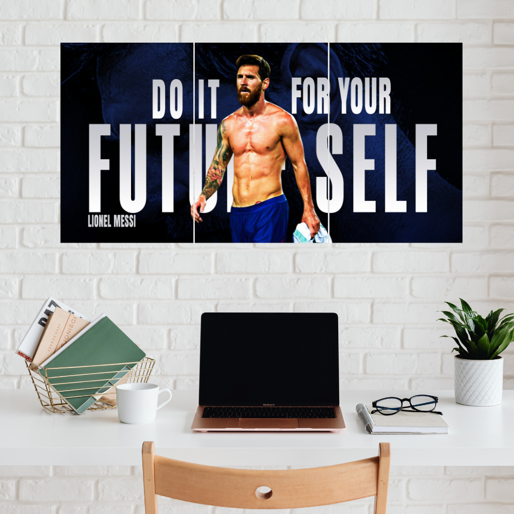 Footballer Leonel Messi 3 Split Poster Soccer Wall Art For Sports Room Office Bedroom Hostel Gym Gift For Fan Boys Men Wallpaper Stickers (Copy)