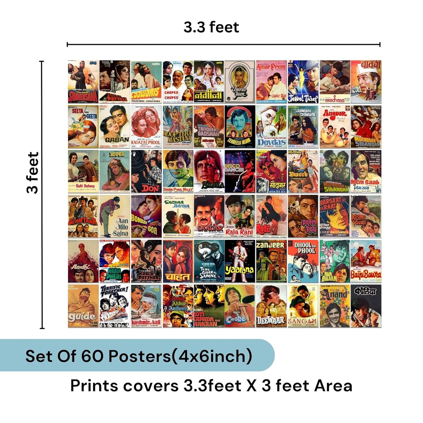 GOOD HOPE Set of 60 Bollywood Movies Posters(4x6 inch) Pop Artwork