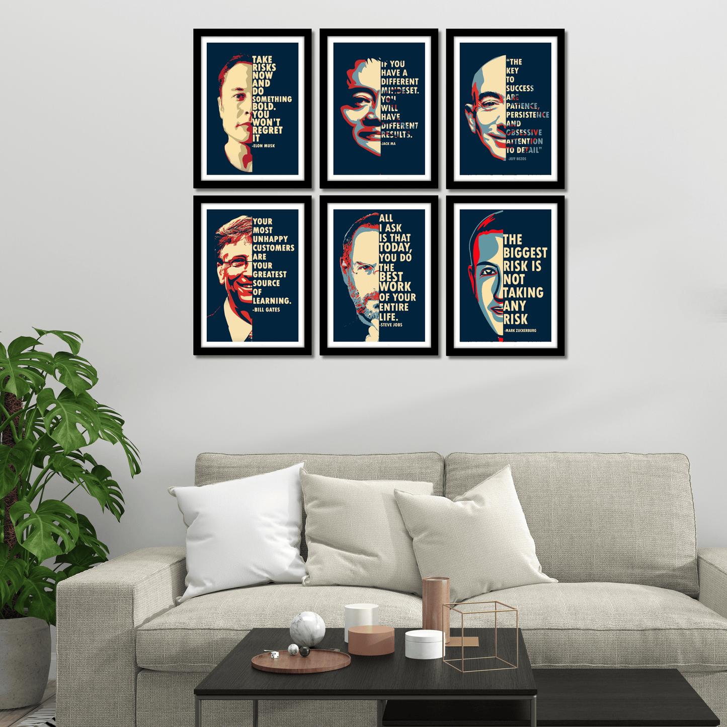 Billionaire Legend's (Set Of 6) Motivational Quote Artwork