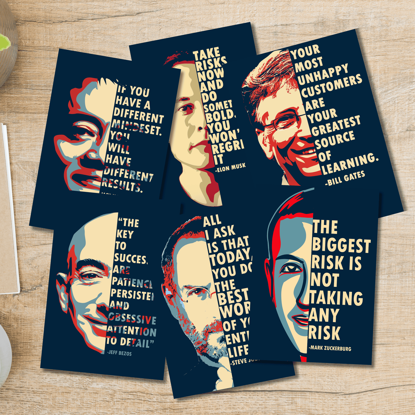 Billionaire Legend's (Set Of 6) Motivational Quote Artwork