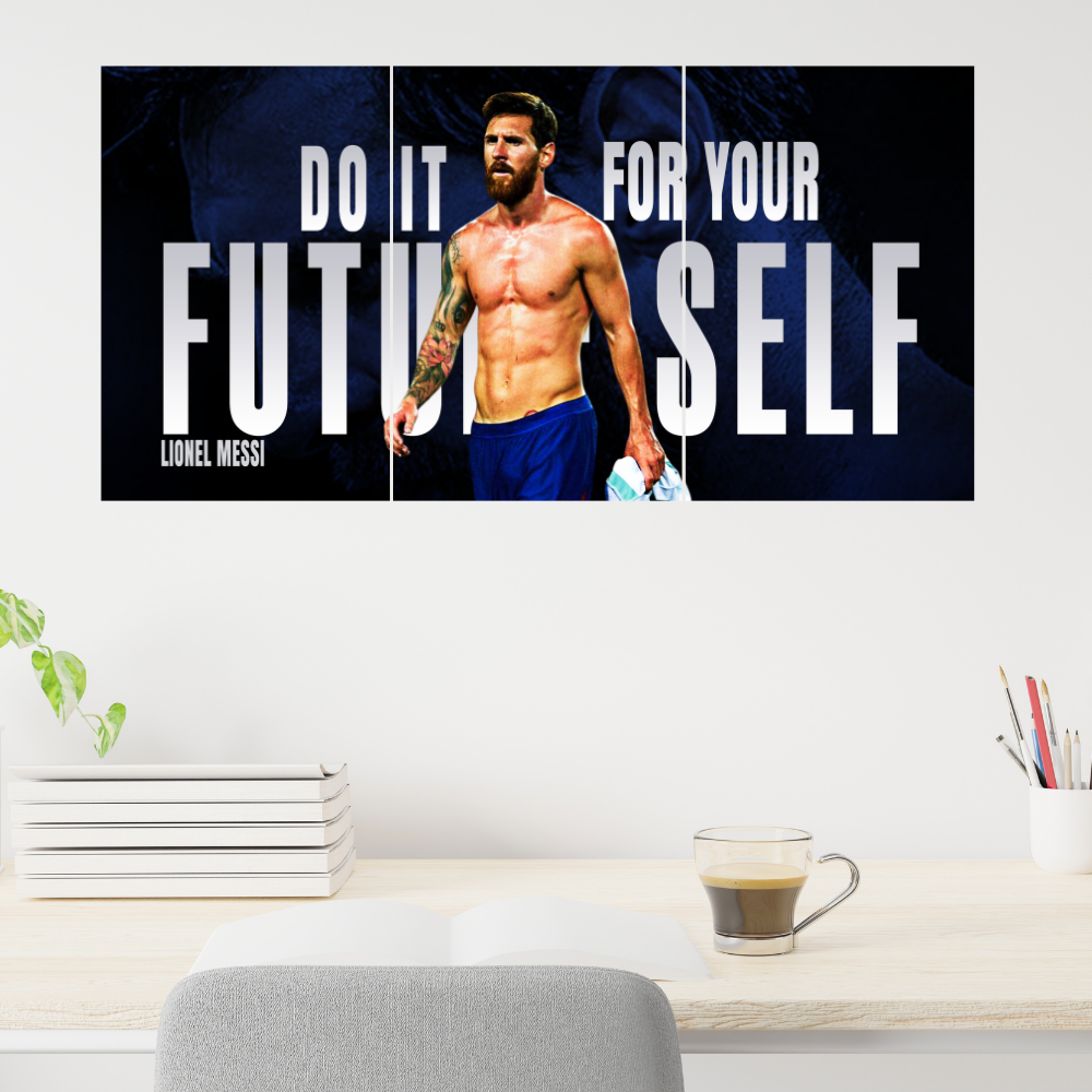 Footballer Leonel Messi 3 Split Poster Soccer Wall Art For Sports Room Office Bedroom Hostel Gym Gift For Fan Boys Men Wallpaper Stickers (Copy)