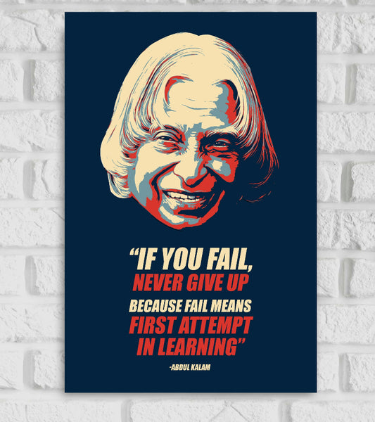 A. P. J. Abdul Kalam Indian Scientist and Statesman ndian aerospace scientist the president of India Motivational & Inspiring Quote Blue & Pink Color Wall Decor Decoration Positive Vibes Matte Finish Poster Frame