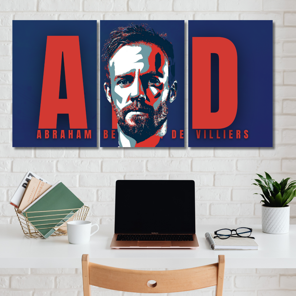 AB de Villiers 3 Split Poster – Stylish Wall Art of ABD with Portrait