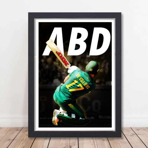 AB De Villiers AB de Villiers Poster Frame Wall Art Print for Cricket Fans Inspirational Pop Art Style Posters Frames for Home, Office & Room Decor Photo Frames