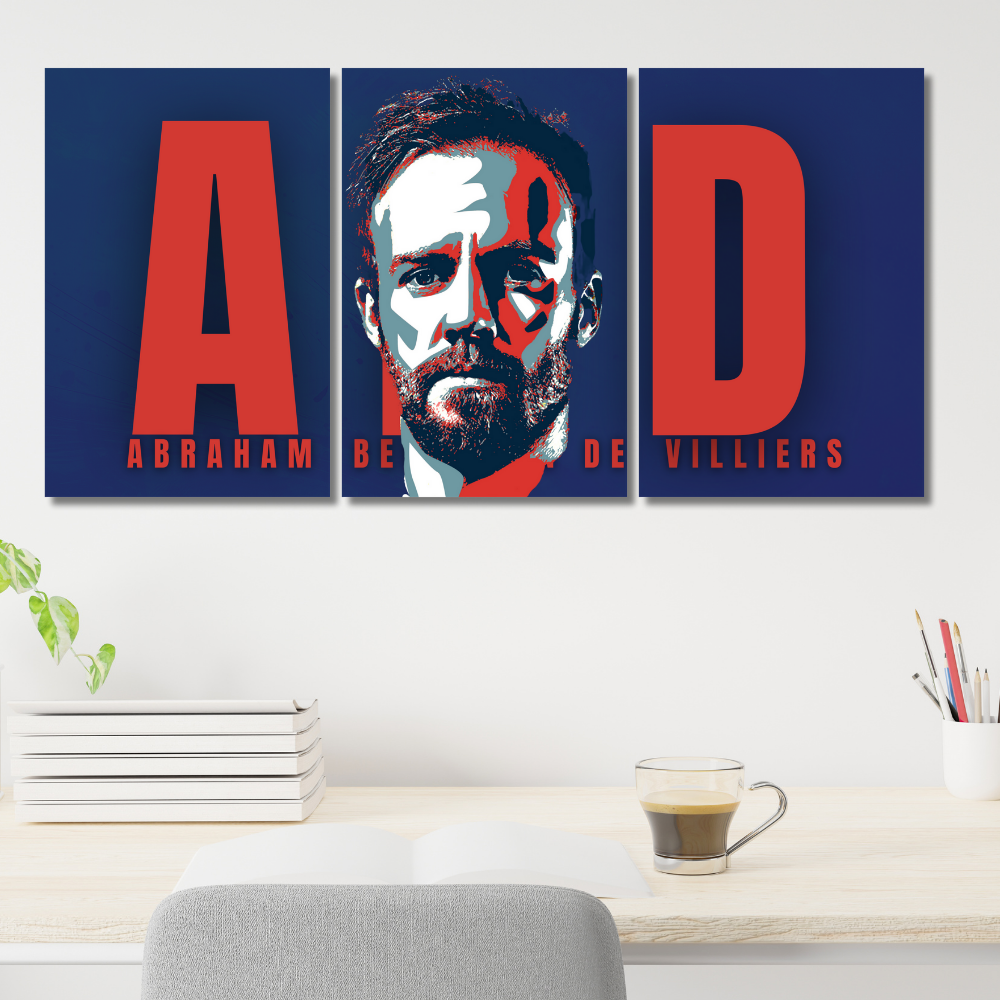 AB de Villiers 3 Split Poster – Stylish Wall Art of ABD with Portrait