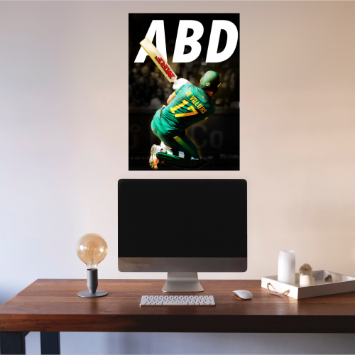 AB De Villiers AB de Villiers Poster Frame Wall Art Print for Cricket Fans Inspirational Pop Art Style Posters Frames for Home, Office & Room Decor Photo Frames