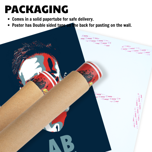 AB de Villiers Poster Frame Wall Art Print for Cricket Fans | Inspirational Pop Art Style Framed Posters for Home, Office & Room Decor