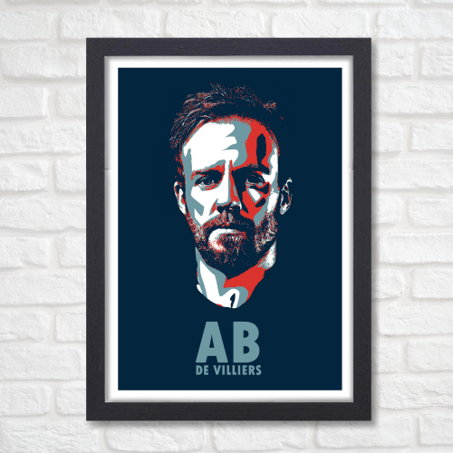 AB de Villiers Poster Frame Wall Art Print for Cricket Fans | Inspirational Pop Art Style Framed Posters for Home, Office & Room Decor