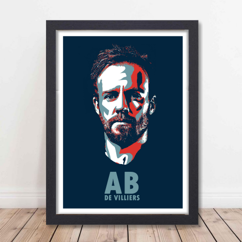 AB de Villiers Poster Frame Wall Art Print for Cricket Fans | Inspirational Pop Art Style Framed Posters for Home, Office & Room Decor