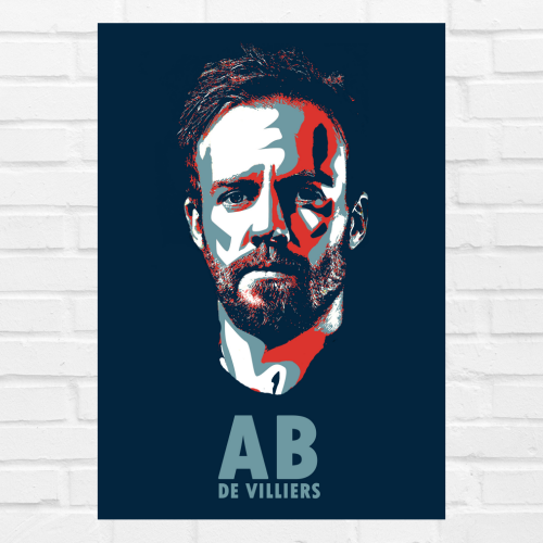 AB de Villiers Poster Frame Wall Art Print for Cricket Fans | Inspirational Pop Art Style Framed Posters for Home, Office & Room Decor